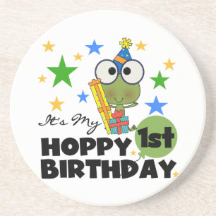 ホッピー・フロッグ1st誕生日Tシャツとギフト コースター