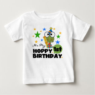 ホッピー・フロッグ1st誕生日Tシャツとギフト ベビーTシャツ