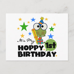 ホッピー・フロッグ1st誕生日Tシャツとギフト ポストカード