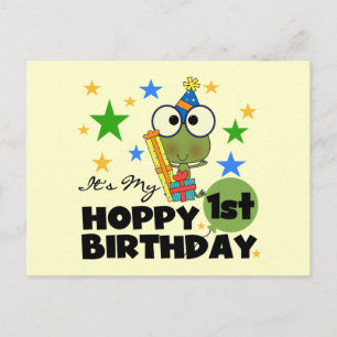 ホッピー・フロッグ1st誕生日Tシャツとギフト ポストカード