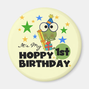 ホッピー・フロッグ1st誕生日Tシャツとギフト マグネット