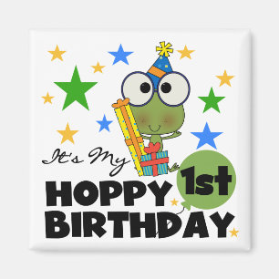 ホッピー・フロッグ1st誕生日Tシャツとギフト マグネット