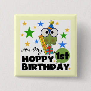 ホッピー・フロッグ1st誕生日Tシャツとギフト 缶バッジ