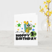 ホッピー・フロッグ2nd誕生日Tシャツとギフト カード (黄色い花)