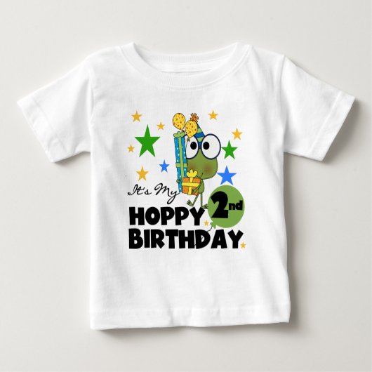 ホッピー・フロッグ2nd誕生日Tシャツとギフト ベビーTシャツ (正面)