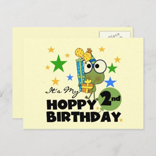 ホッピー・フロッグ2nd誕生日Tシャツとギフト ポストカード (正面/裏面)