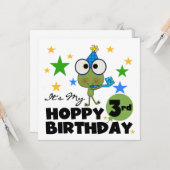 ホッピー・フロッグ3rd誕生日Tシャツとギフト カード (正面/裏面インサイチュ)