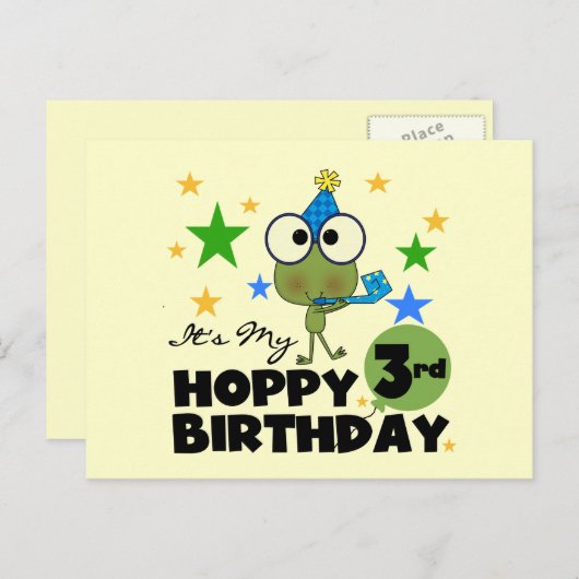 ホッピー・フロッグ3rd誕生日Tシャツとギフト ポストカード (正面/裏面)