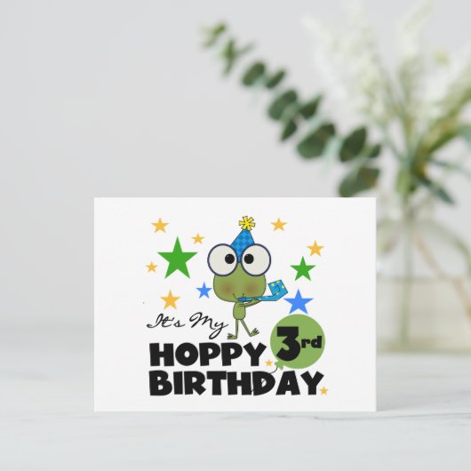 ホッピー・フロッグ3rd誕生日Tシャツとギフト ポストカード (スタンド正面)