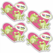 ホッピー・フロッグ・ピンク・ハート・バレンタイン シール (正面)