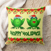 ホッピー・ホリデー かわいいサンタのクリスマス・カエル クッション (ブランケット)