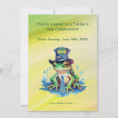 「ホッピー」父の日カエルのトップハットとネクタイデザイン 招待状 (正面)