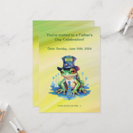 「ホッピー」父の日カエルのトップハットとネクタイデザイン 招待状