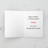 ホップする1歳の誕生日おめでとう坊や ウサギ カード (内部)