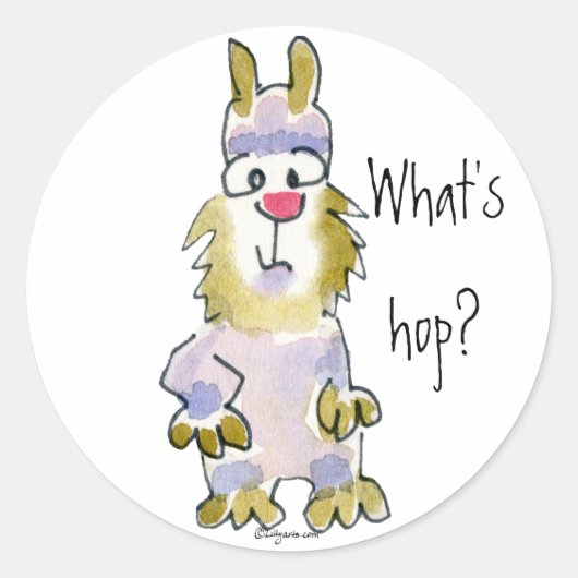 ホップって何？漫画のうさぎステッカー ラウンドシール (正面)