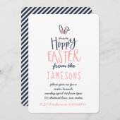 ホップの豊富なイースターのウサギ 招待状 (正面/裏面)