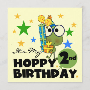 ホップの豊富なカエルの第2誕生日のTシャツおよびギフト カード
