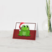 ホップの豊富なクリスマスのサンタの帽子のFroggyのカスタム・カード シーズンカード (正面)