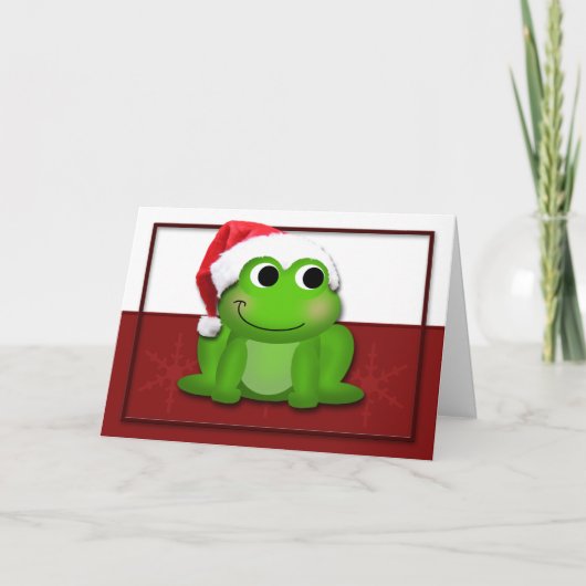 ホップの豊富なクリスマスのサンタの帽子のFroggyカード シーズンカード (正面)
