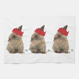 ホップの豊富なクリスマスのバニーTeatowel キッチンタオル