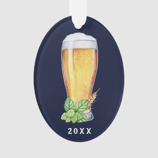 ホップの豊富な休日のエールの青のクリスマス オーナメント (正面)