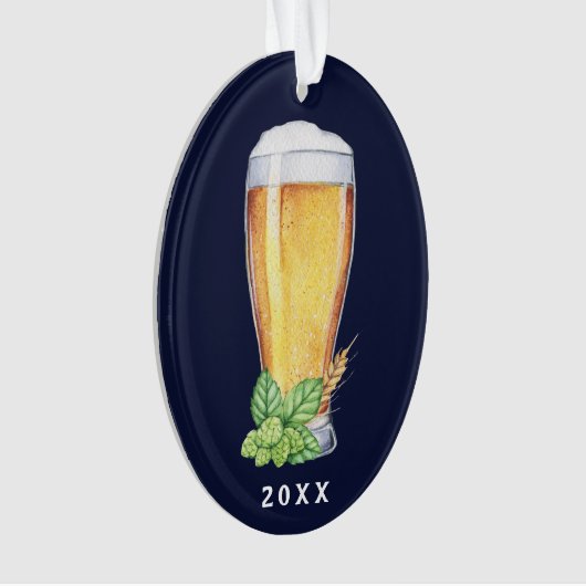 ホップの豊富な休日のエールの青のクリスマス オーナメント (正面)