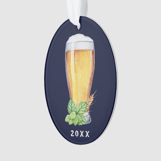 ホップの豊富な休日のエールの青のクリスマス オーナメント (正面)