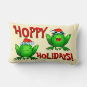 ホップの豊富な休日の漫画の緑カエルの赤の手紙 ランバークッション (裏面)