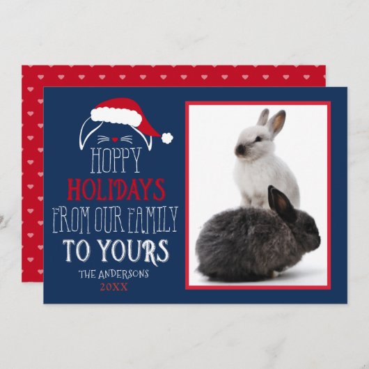 ホップの豊富な休日ペットウサギの写真の平らなカード シーズンカード (正面/裏面)