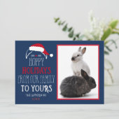 ホップの豊富な休日ペットウサギの写真の平らなカード シーズンカード (スタンド正面)