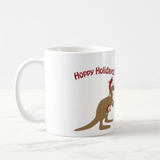 ホップの豊富な休日! クリスマスのカンガルー コーヒーマグカップ (左)