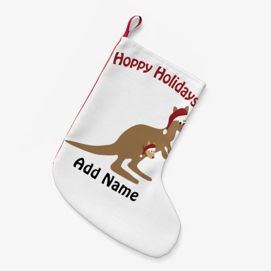 ホップの豊富な休日! クリスマスのカンガルー スモールクリスマスストッキング (正面 (吊り時))