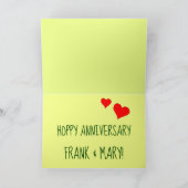 ホップの豊富な記念日はかわいい漫画のカエルをハートと示します カード (内部)