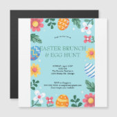 ホップオンイースターブランチ卵狩りバニーフローラ マグネット招待状 (正面/裏面)