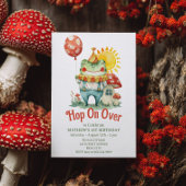 ホップオンオーバーかわいいピエロフロッグコテージコア誕生日 招待状