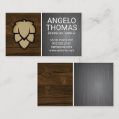 ホップスバド | 木目およびスチール材ブラシ 名刺 (正面/裏面)