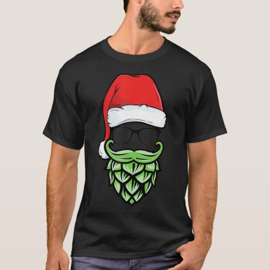 ホップス・ヒップスター・サンタ・クリスマス・ビール愛好家 Tシャツ (正面)