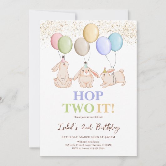 ホップツーイ復活祭2回目の誕生日 招待状 (正面)