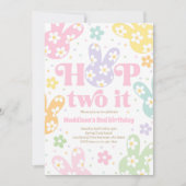 ホップトゥイットバニー2ndバースデーパステルデイジーフローラ 招待状 (正面)
