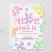 ホップトゥイットバニー2ndバースデーパステルデイジーフローラ 招待状 (正面)