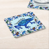 ホップピー誕生日トロピカルカエル飲み物用コースター スクエアペーパーコースター (アングル)