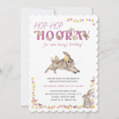 ホップホップハーレー うさぎと蝶の誕生日 招待状 (正面)
