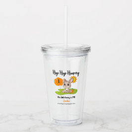 ホップホップホアリーかわいいバニー1歳の誕生日 アクリルタンブラー