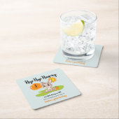 ホップホップホアリーかわいいバニー1歳の誕生日 スクエアペーパーコースター (インサイチュ)