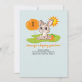 ホップホップホアリーかわいいバニー1歳の誕生日 招待状 (裏面)