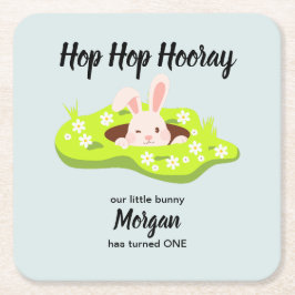 ホップホップホアレーバニーラビットホール1st誕生日 スクエアペーパーコースター