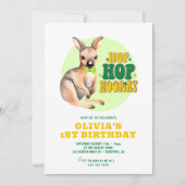 ホップホップホレイカンガロ1歳の誕生日 招待状 (正面)