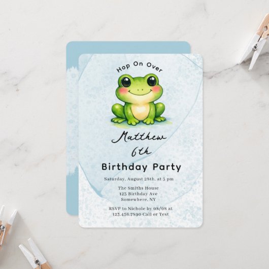 ホップ・オン・オーバー 子供の年齢 誕生日パーティー 招待状 (正面/裏面インサイチュ)