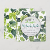 ホップ、ビールブライダルシャワー 招待状 (正面/裏面)