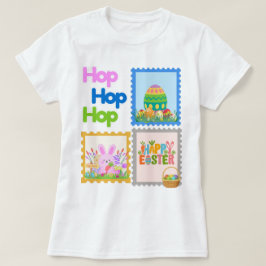 ホップ ホップ ホップ かわいいイースターコラージュTシャツ Tシャツ